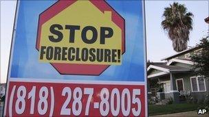 Foreclosure sign outside a house in California