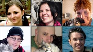 Clockwise from top left - Nicole Vosper, Nicola Tapping, Sarah Whitehead, Alfie Fitzpatrick, Jason Mullan and Thomas Harris