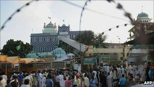 The shrine to Sufi Saint Abdullah Shah Ghazi, the target of an attack by twin teenage suicide bombers