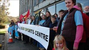 Camelford Leisure Centre supporters protest at County Hall