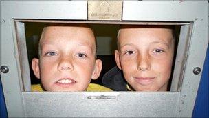 Luke and Lewis at Fairwater police station, Cardiff