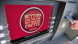 Coffee advert on ATM