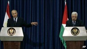 Ahmed Aboul Gheit and Mahmoud Abbas in Ramallah, October 28