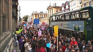 Oxford students demonstrating