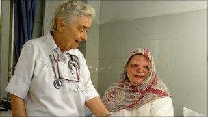 Dr Pfau and a female patient