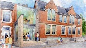 Artist's impressions for the restoration of the 'Memo' memorial hall