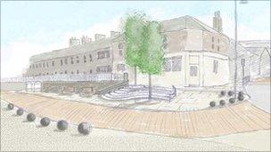 An artist's impression of town centre improvements