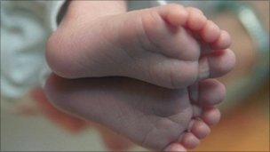 Close-up of baby's feet