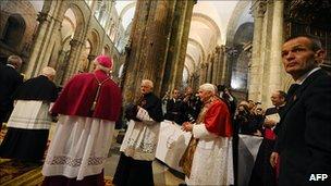 Pope Benedict in Santiago de Compostela cathedral