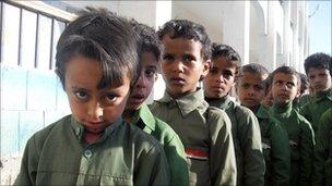 Schoolchildren at Abu Bakr school just outside Sanaa