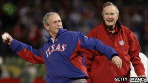 Former Presidents George W Bush and George HW Bush