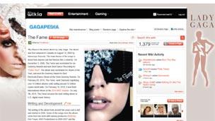 Screengrab of Lady GaGa wiki