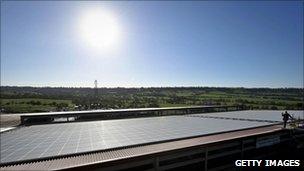 Solar panels at Worthy Farm