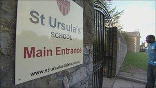 Sign at St Ursula's School, Bristol