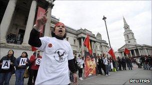 Aung San Suu Kyi's supporters in Trafalgar Square