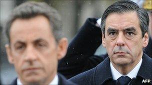 Nicolas Sarkozy and Francois Fillon (11 November 2010)