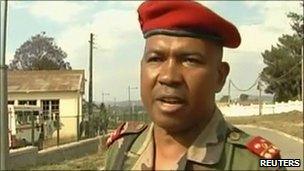 Colonel Charles Andrianasoavina speaks to the media in Madagascar's capital Antananarivo on 17 November 2010