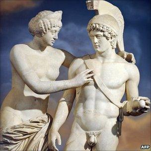 A Roman statue of Venus and Mars is displayed at Prime Minister Silvio Berlusconi's office