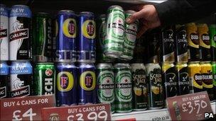 Cans of lager on sale