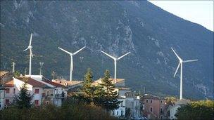 The wind turbines at Tocco Da Casauria