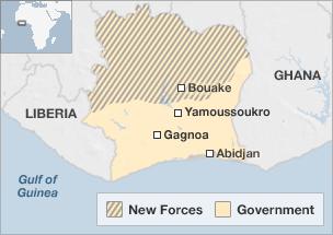 Map of Ivory Coast