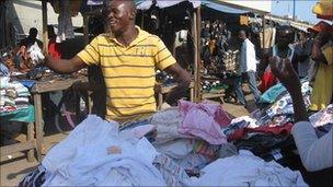 Second-hand underwear for sale in Kantamanto Market in Accra Ghana