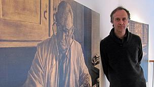 David Gledhill with painting of Dr Munscheid