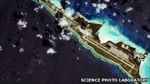 Satellite image of the US naval base at Diego Garcia