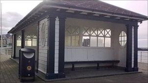 One of the public shelters on Aberystwyth promenade