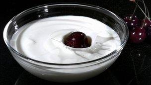 Cherry in yoghurt