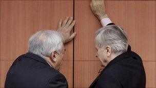 Director General of the IMF Dominique Strauss-Kahn, left, and European Central Bank President Jean-Claude Trichet