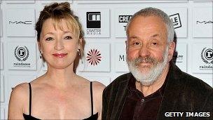 Lesley Manville and Mike Leigh attend the Moet British Independent Film Awards at Old Billingsgate Market on 5 December