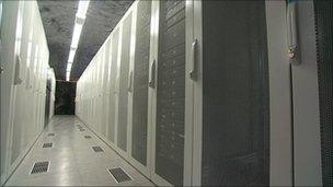 Rows of servers in the bunker