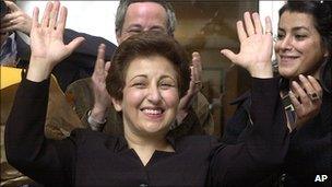 Iranian lawyer and activist Shirin Ebadi in Paris, file pic from October 2003