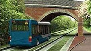 An artist's impression of the Cambridgeshire guided busway