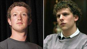 Facebook founder Mark Zuckerberg and Social Network star Jesse Eisenberg