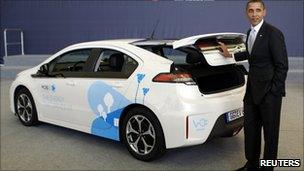 President Obama with an Ampera