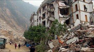 A collapsed building in Beichuan