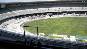 The Maracana Stadium in Rio de Janeiro undergoing refurbishment for the 2014 World Cup Finals