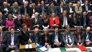 Conservative MPs sitting behind David Cameron at prime minister's questions