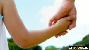 File photo of child holding parent's hand