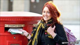 Actress Lacey Turner promotes the Royal Mail's Christmas deliveries deadline