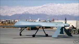 US Predator unmanned drone at Bagram air base in Afghanistan - 27 November 2009