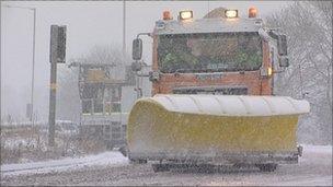 Snow plough on the M5