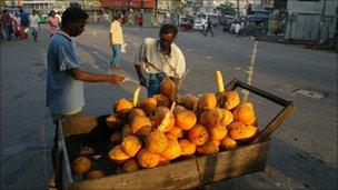 Coconut vendor in Colombo, the Sri Lanka capital