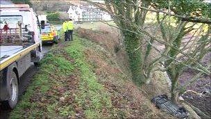 Car over the cliff at Archirondel