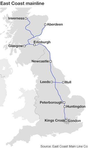 East Coast Mainline Map Chaos On East Coast Line After Power Failure - Bbc News