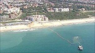An aerial shot of the surf reef at Boscombe