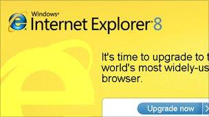 Screengrab of Internet Explorer homepage, Microsoft