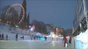 Christmas ice rink in Edinburgh
